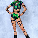 Halftone Skeleton Green Criss Cross Shorts