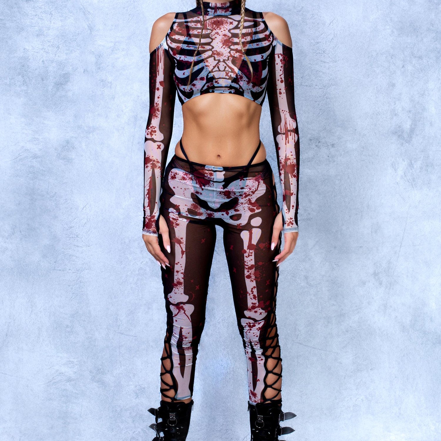 Bag of Bones Mesh Coldshoulder Set Black, White