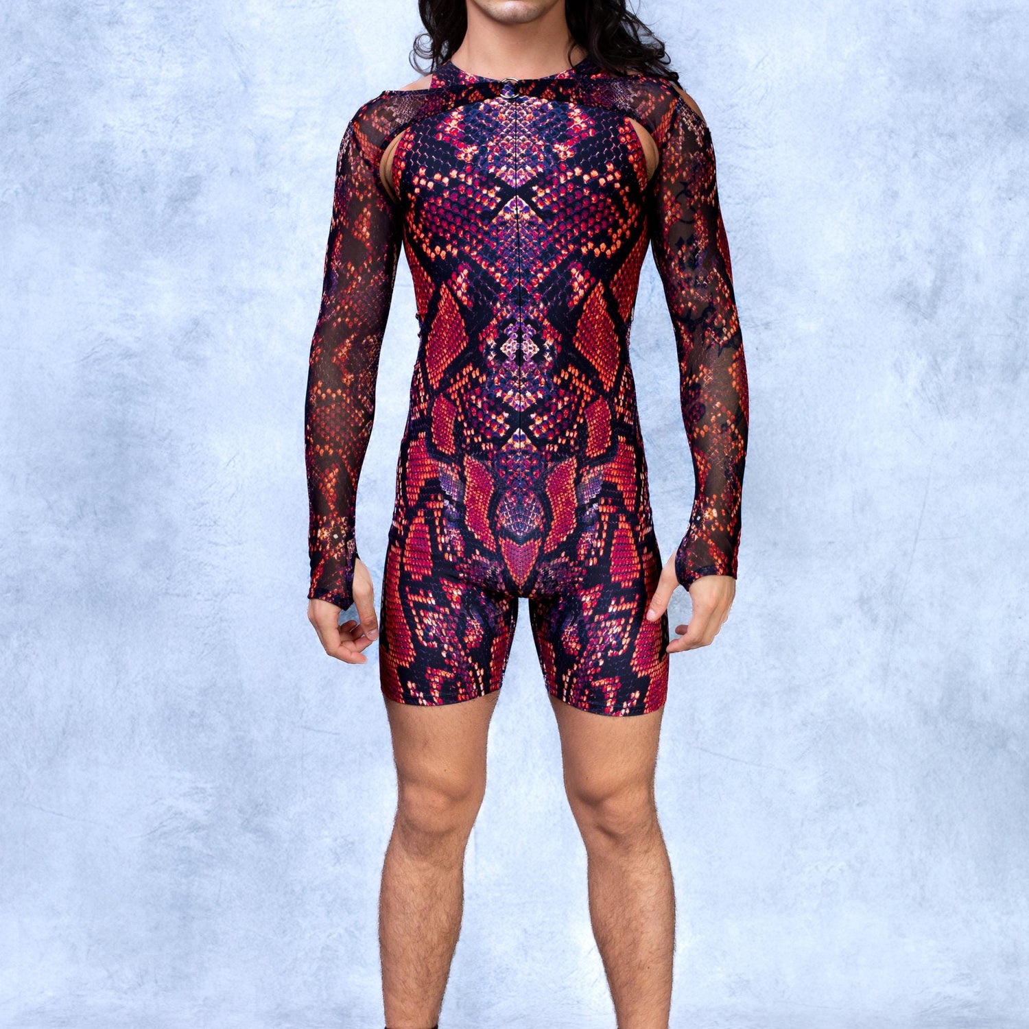 Red MF Male Short Romper Black, Red