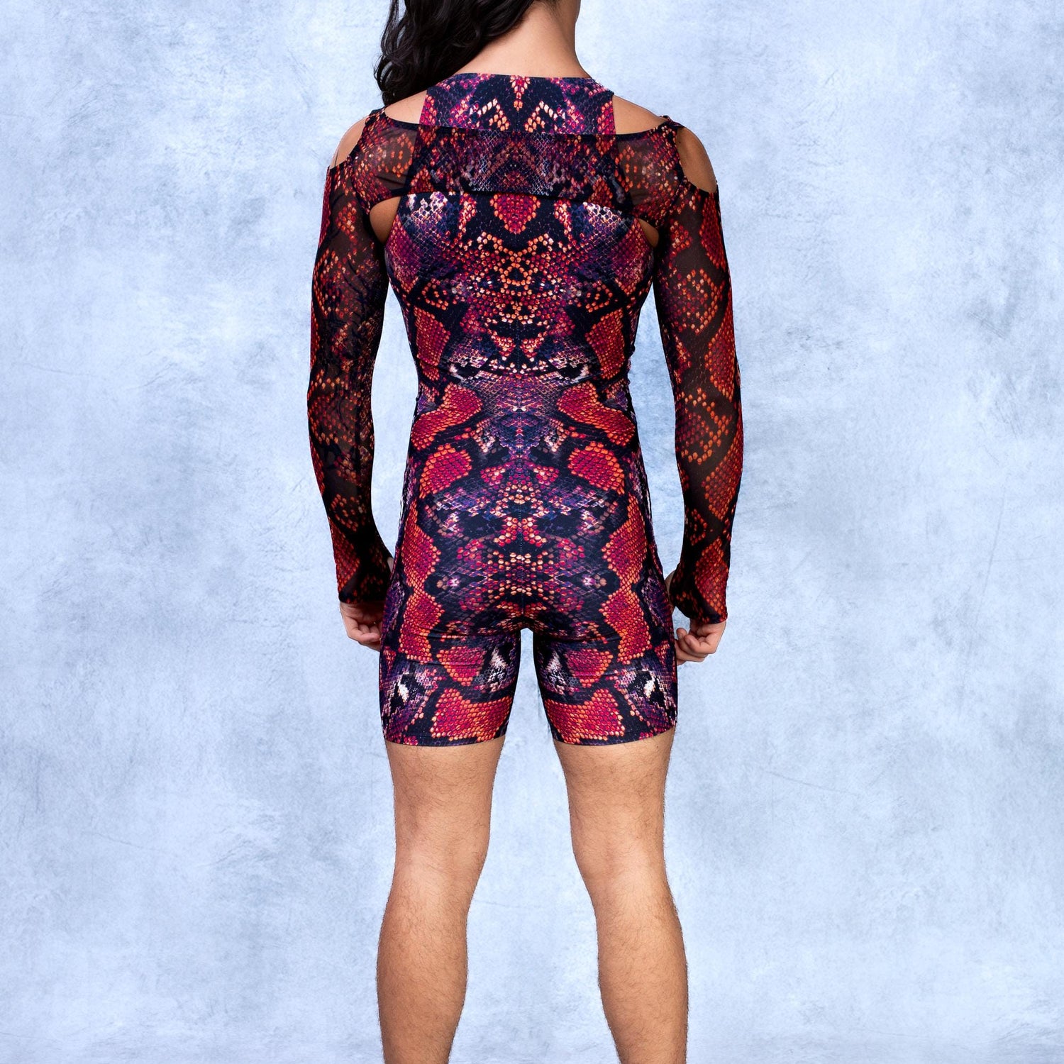 Red MF Male Short Romper Performance