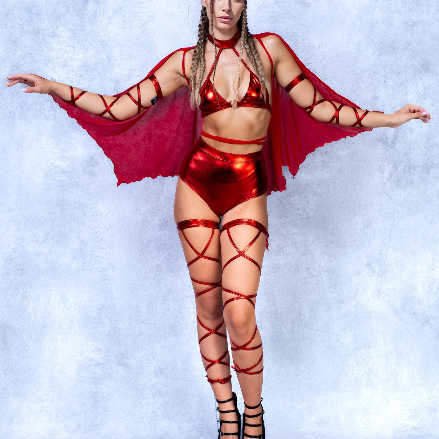 Devil's Wish Ring Choker Top Red