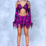 Back 2 School Velvet Ruffled Cutout Dress