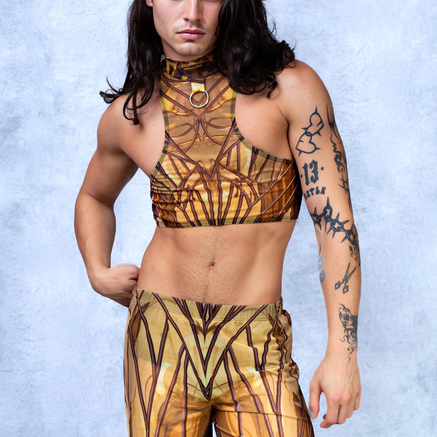 Solidus Gold Mesh Male Ring Set