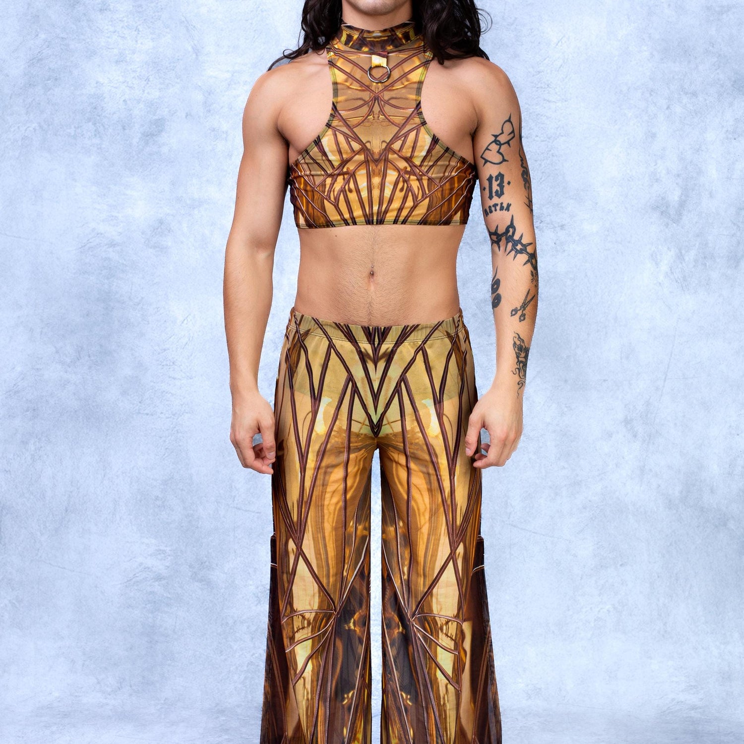 Solidus Gold Mesh Male Ring Set Gold