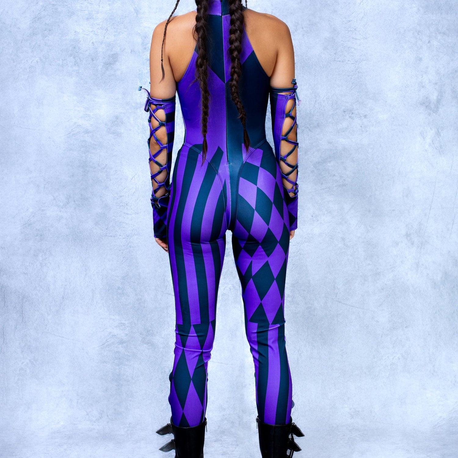 She's Crazy Purple Clown Criss-Cross Jumpsuit Performance
