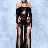 Just Black Ring Choker Top