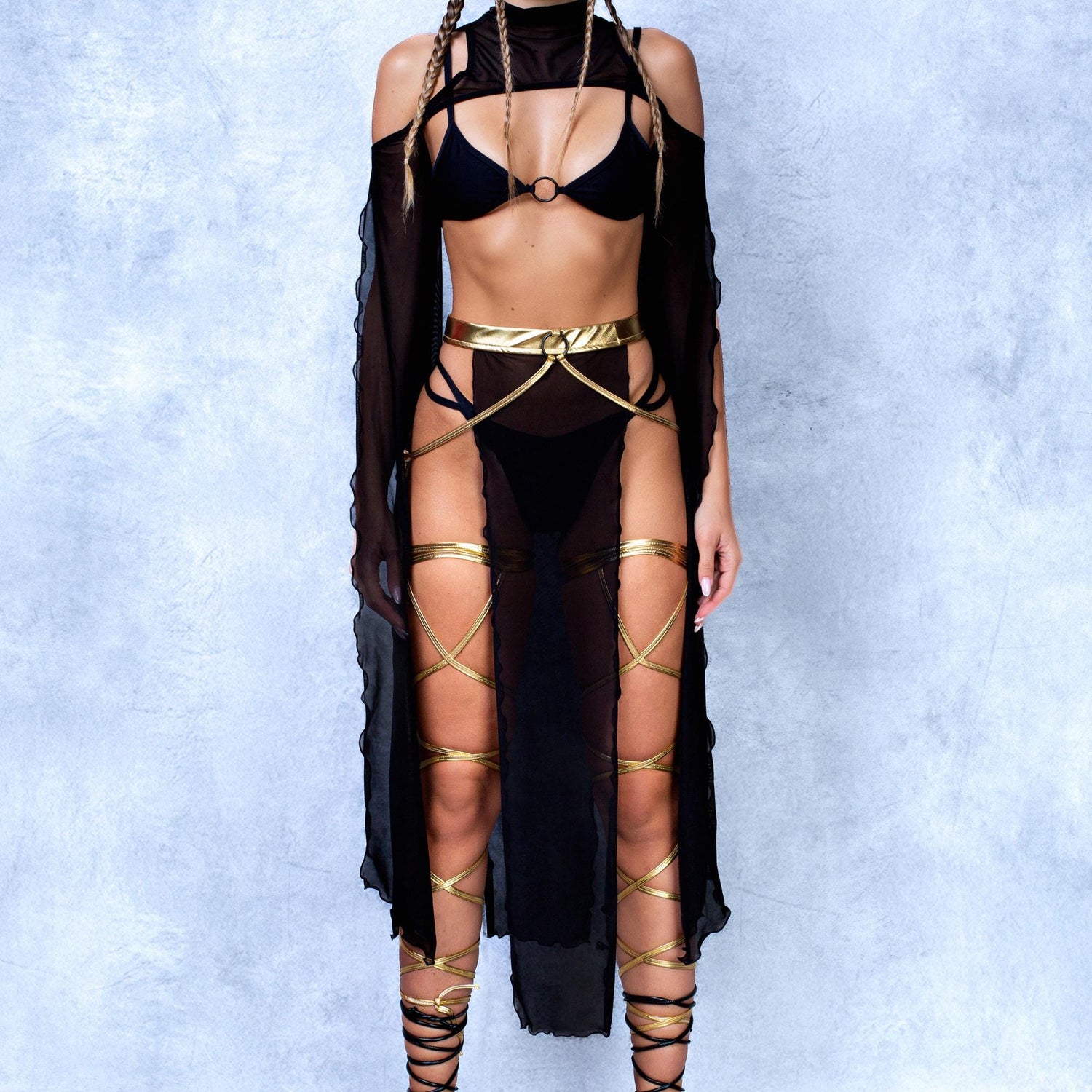 Queen of Sands Belt Ring Skirt Black, Gold
