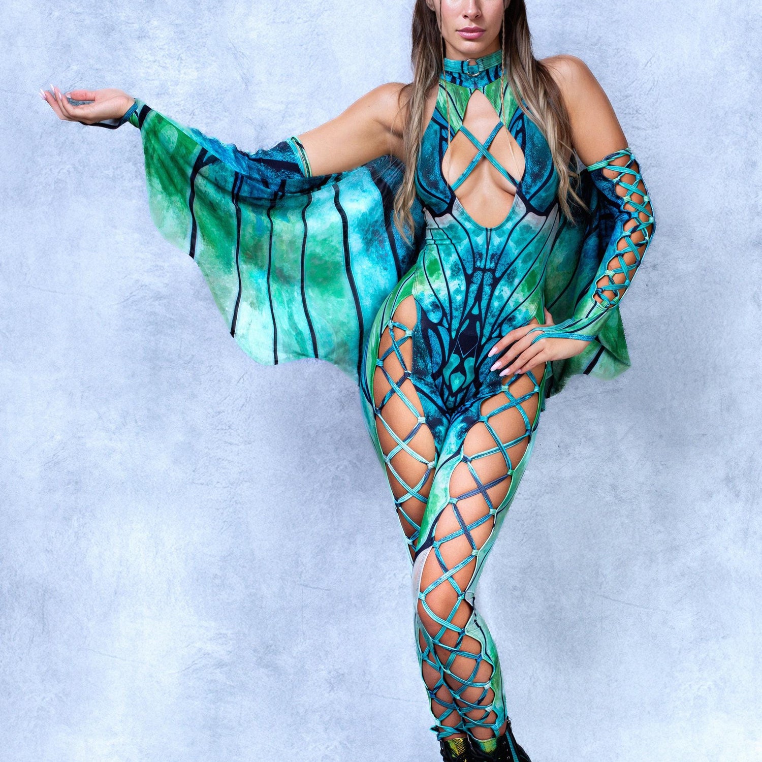 Luna Glide Fairy Criss-Cross Jumpsuit Lycra, Mesh