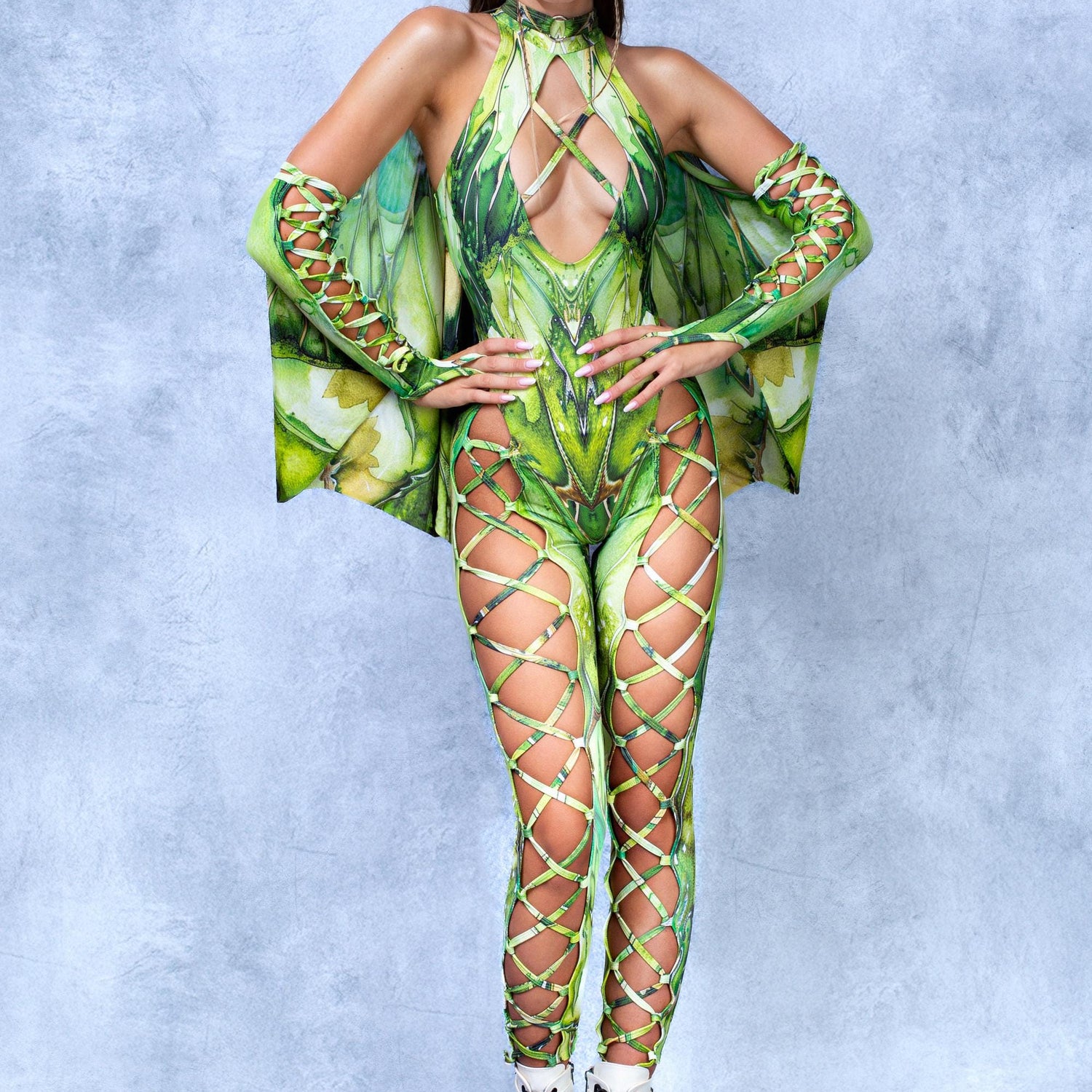 Fairy Aura Emerald Criss-Cross Jumpsuit Green