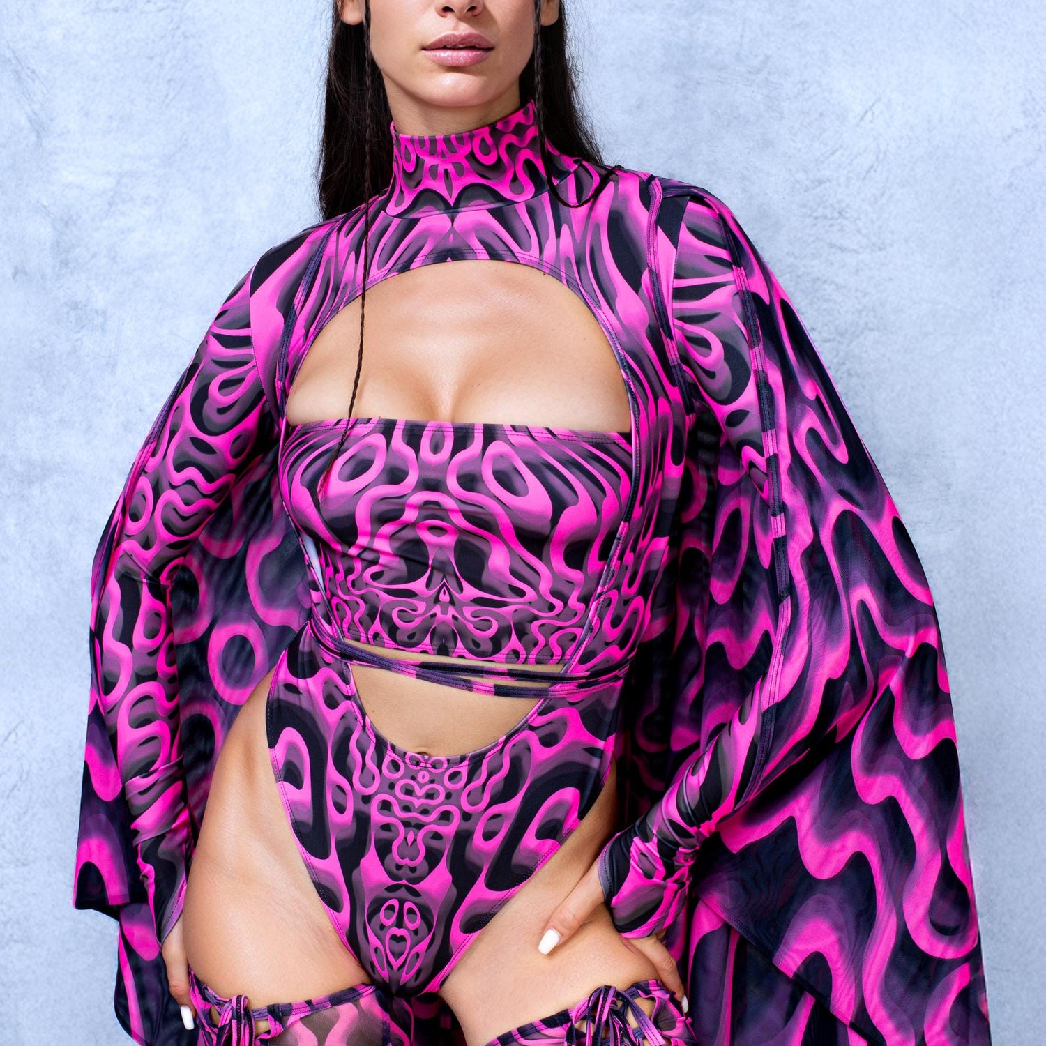 Women Double Vision Pink Mesh Wings