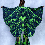 Cyber Birdsong Green Open-Heart Leotard