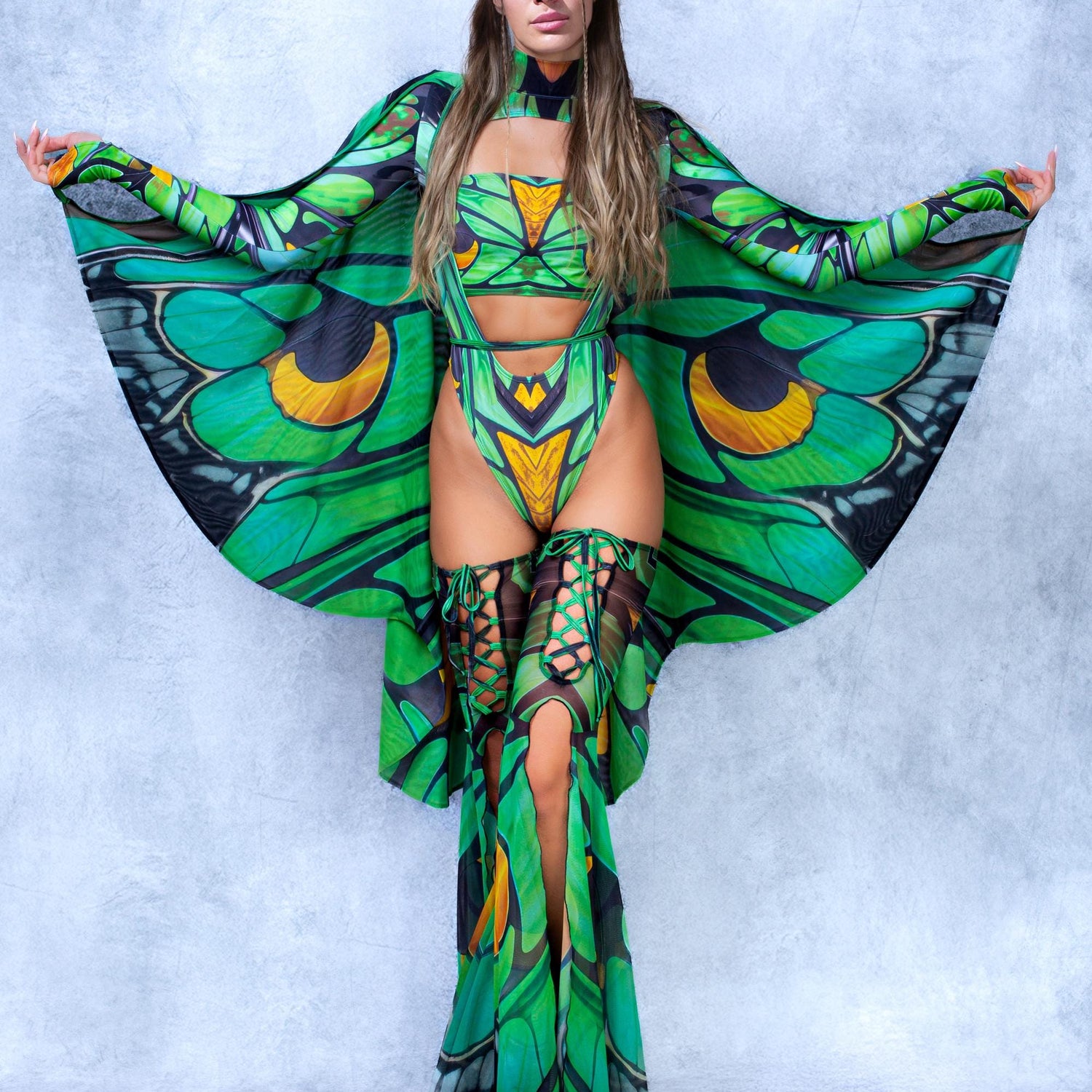 Fairy Crystal Clear Open-Heart Leotard Green