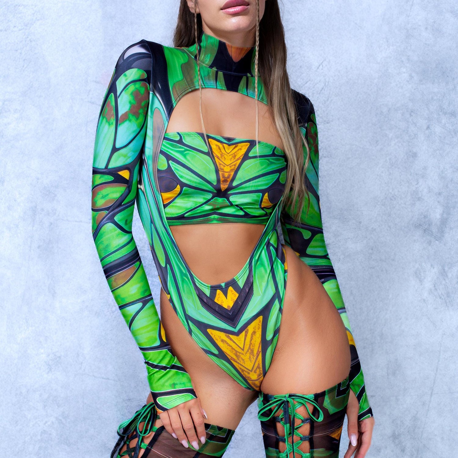 Women Fairy Crystal Clear Open-Heart Leotard