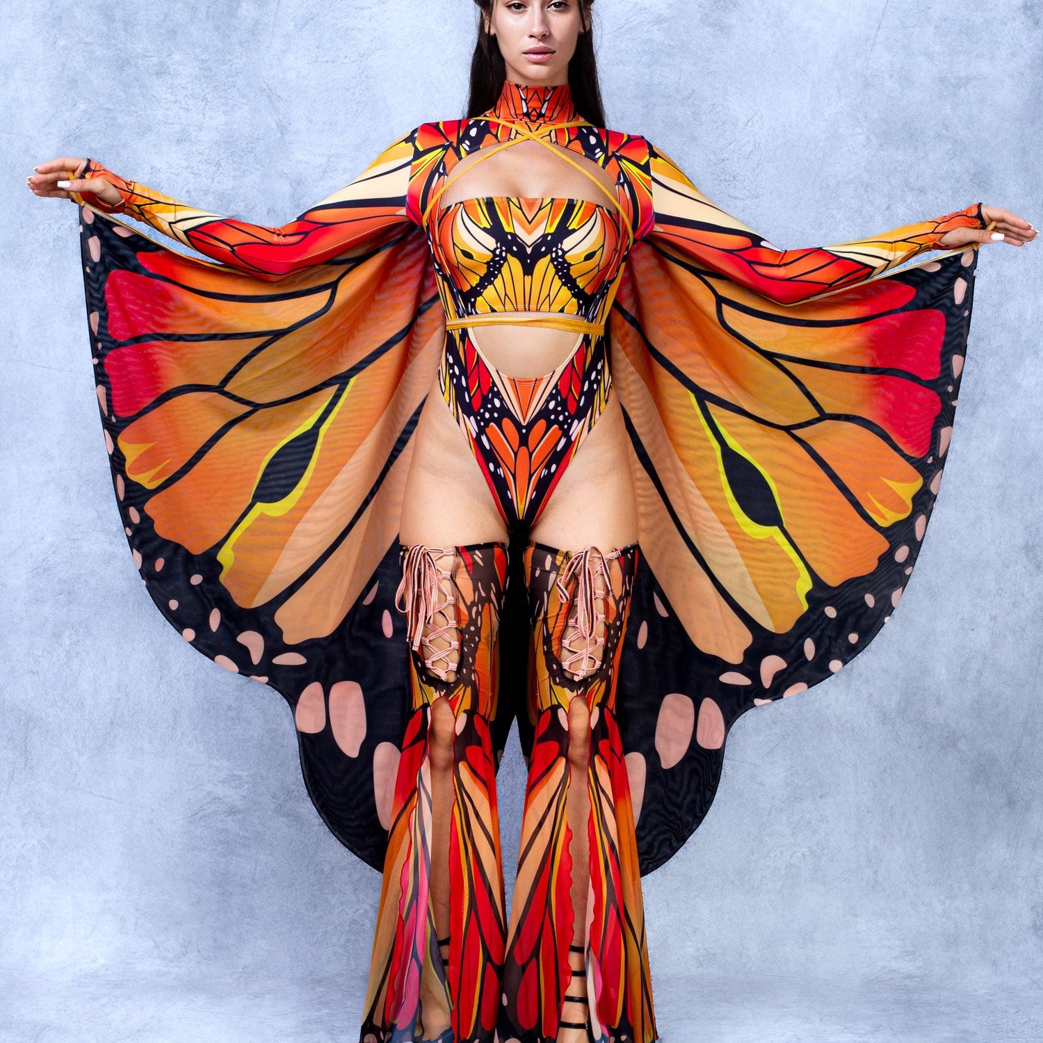 Autumn Butterfly Mesh Wings Orange