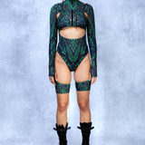 Intertwine Green Cutout Chaps Romper