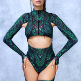 Intertwine Green Cutout Chaps Romper