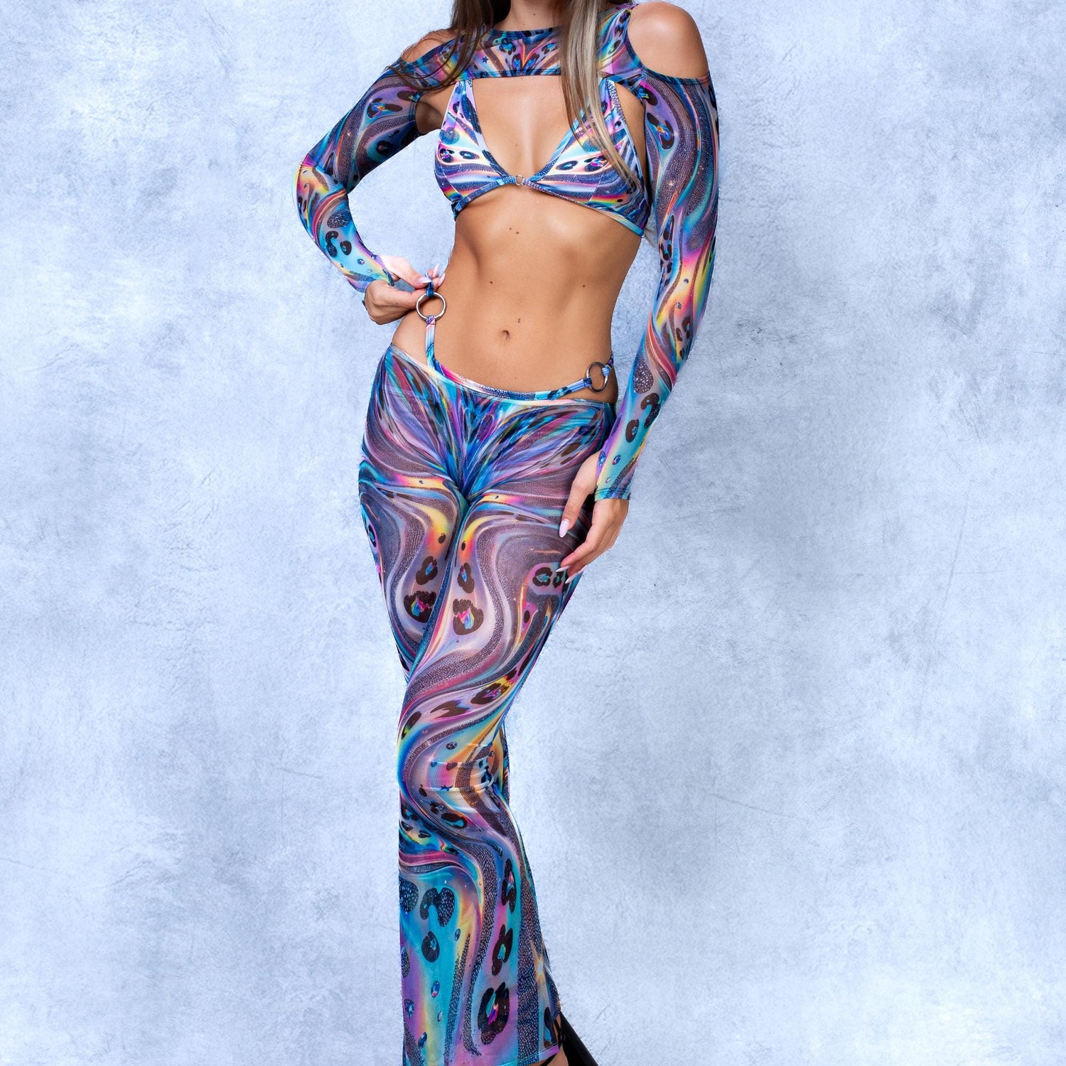 Glam Dust Mesh Low Rise Pants Mesh