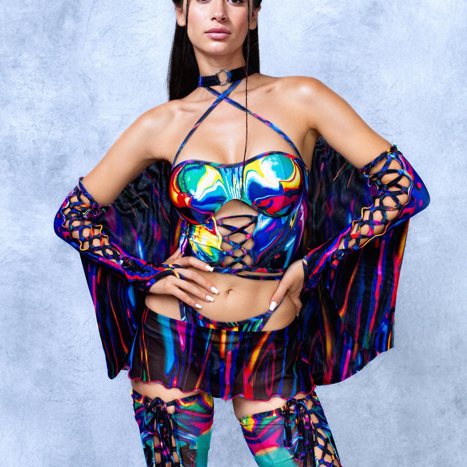 Chrome Delight Mesh Micro Skirt Mesh