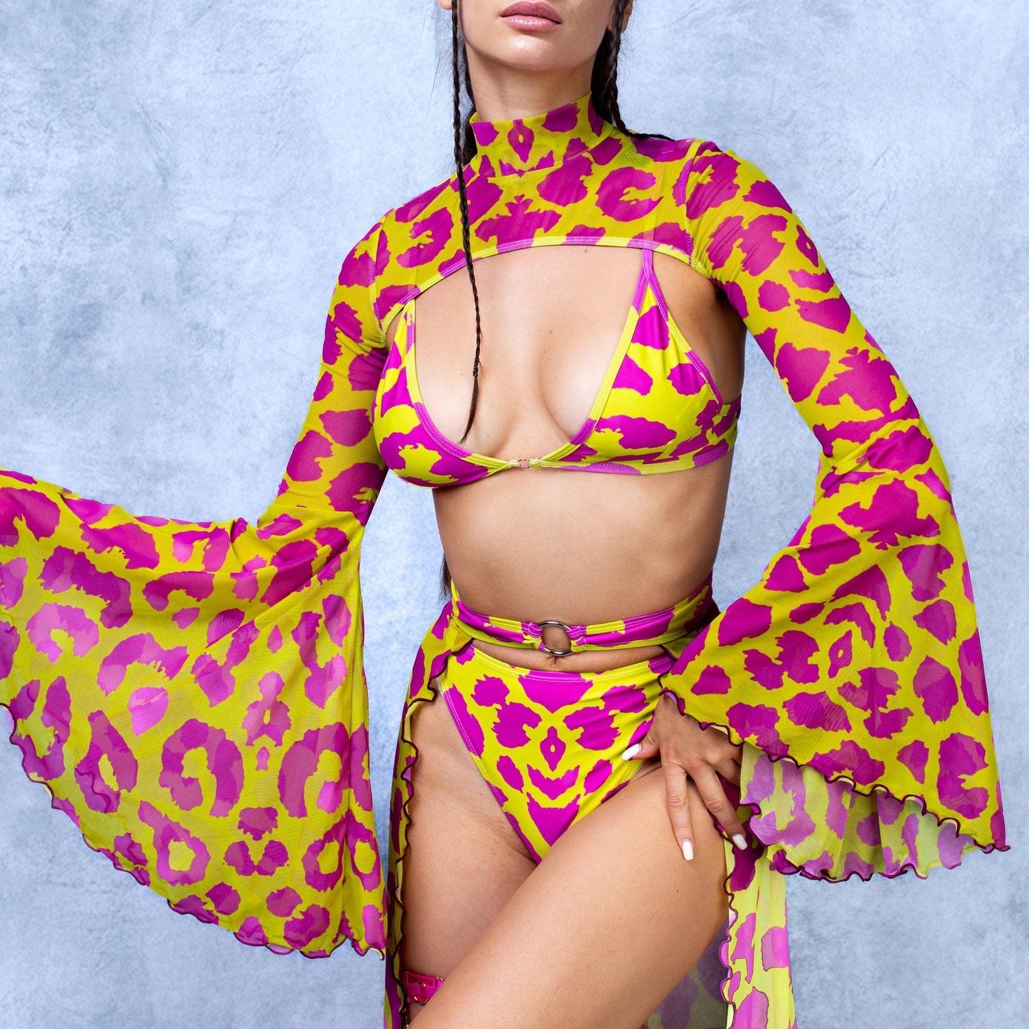 Cheeky Cheetah Open Front Skirt Mesh