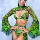 Poisonous Green Open Front Skirt