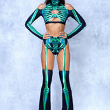 Green Skeleton Cold Shoulder Set