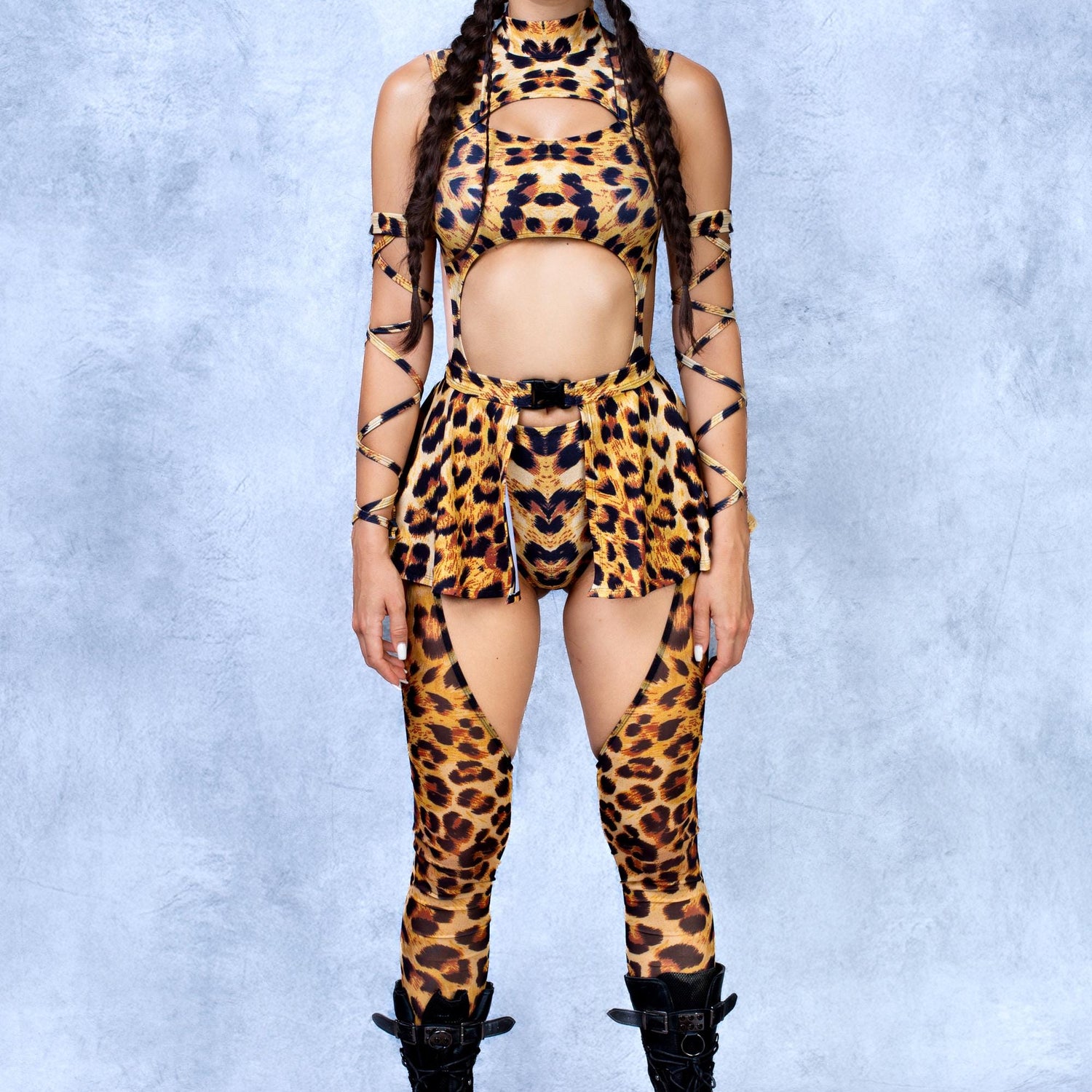 Cheetah Chaps Leotard Black, Yellow