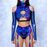 Shifty Skeleton Cold Shoulder Top