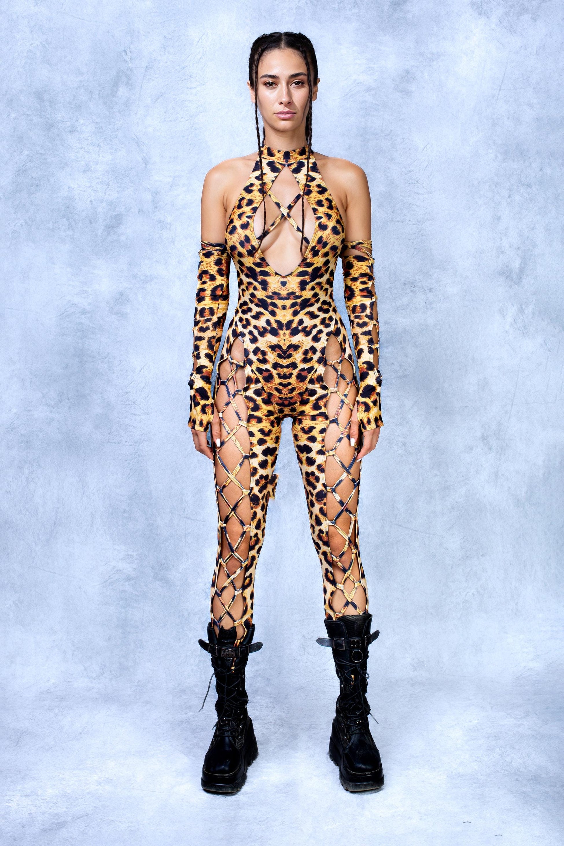 Cheetah Criss-Cross Jumpsuit Set 2