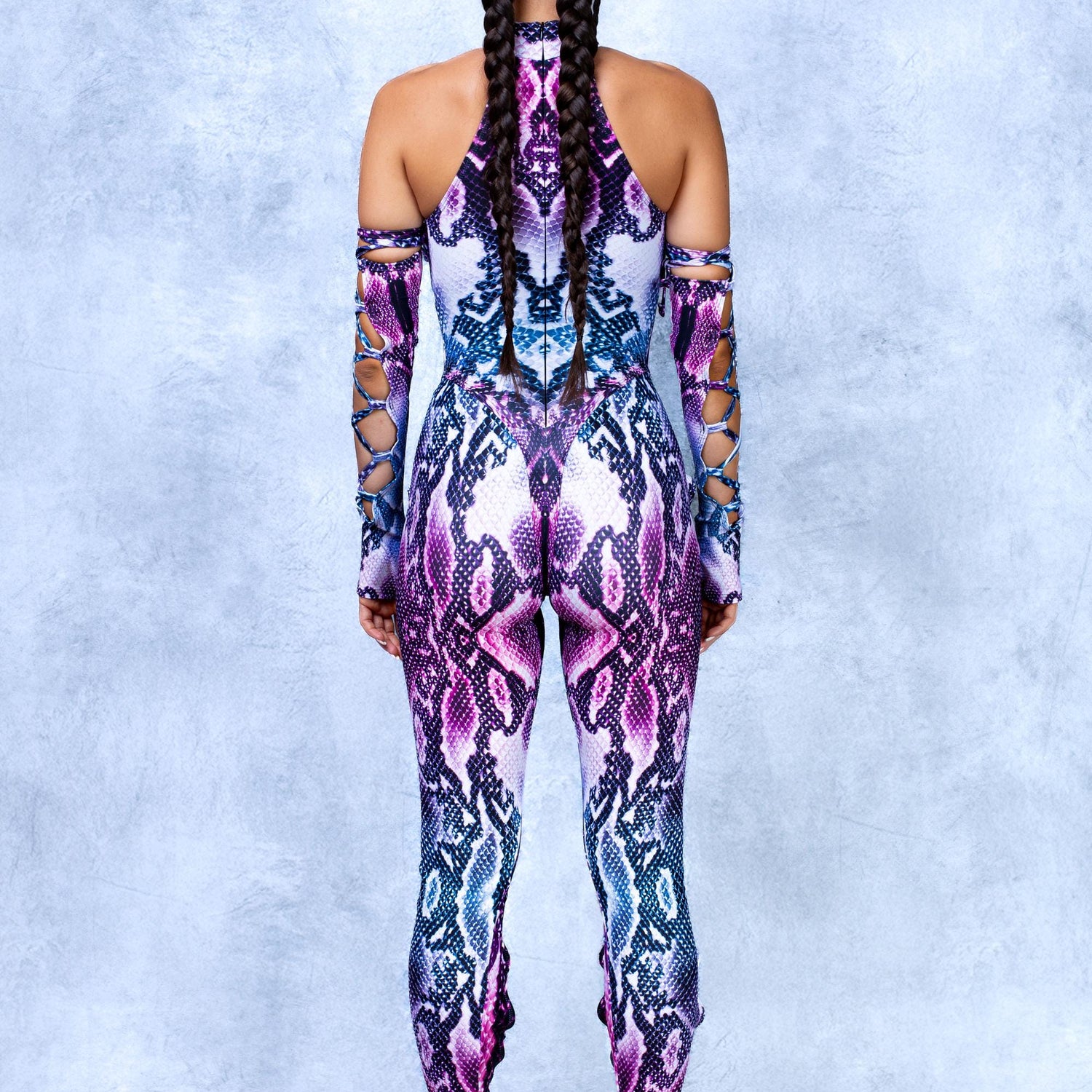 Purple Piton Criss-Cross Jumpsuit Set Festival