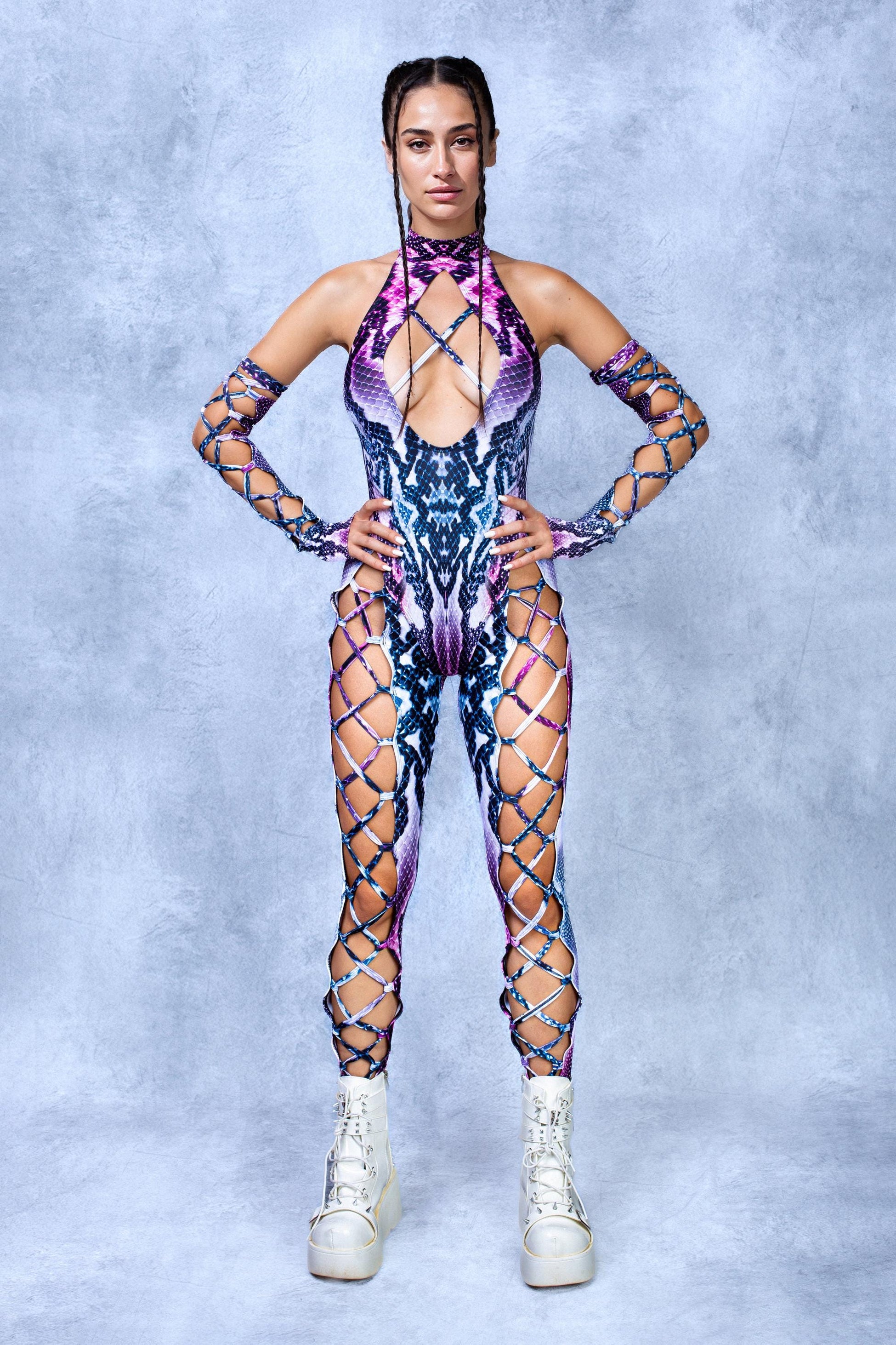 Purple Piton Criss-Cross Jumpsuit Set 2