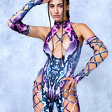 Purple Piton Criss-Cross Jumpsuit Set