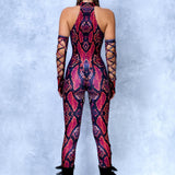 Red MF Criss-Cross Jumpsuit Set