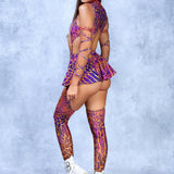 Rosy Viper Chaps Leotard Wraps Set