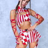 Red Clown Chaps Leotard Wraps Set