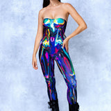Cyber Chrome Delight Strapless Romper
