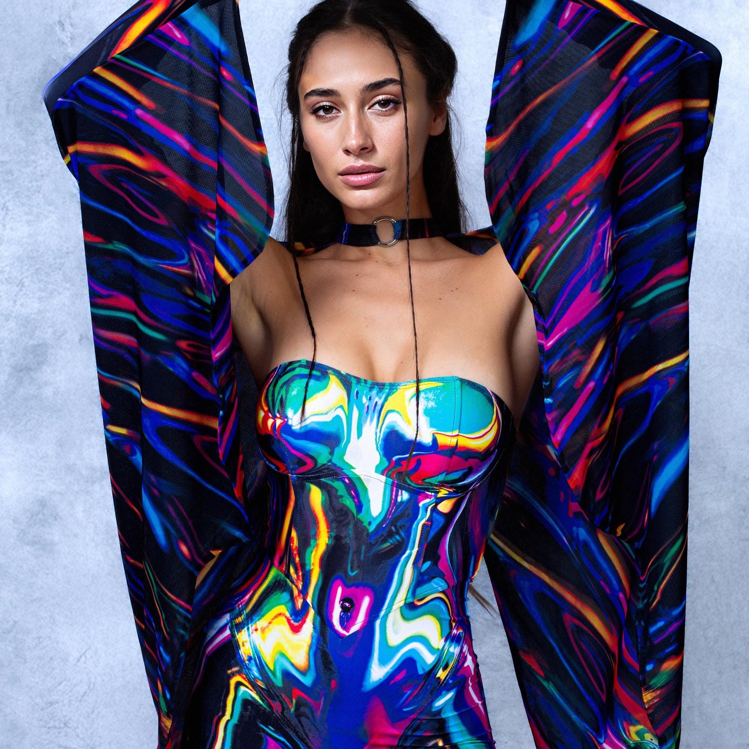 Women Cyber Chrome Delight Strapless Romper