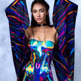Cyber Chrome Delight Strapless Romper
