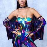 Cyber Chrome Delight Strapless Romper