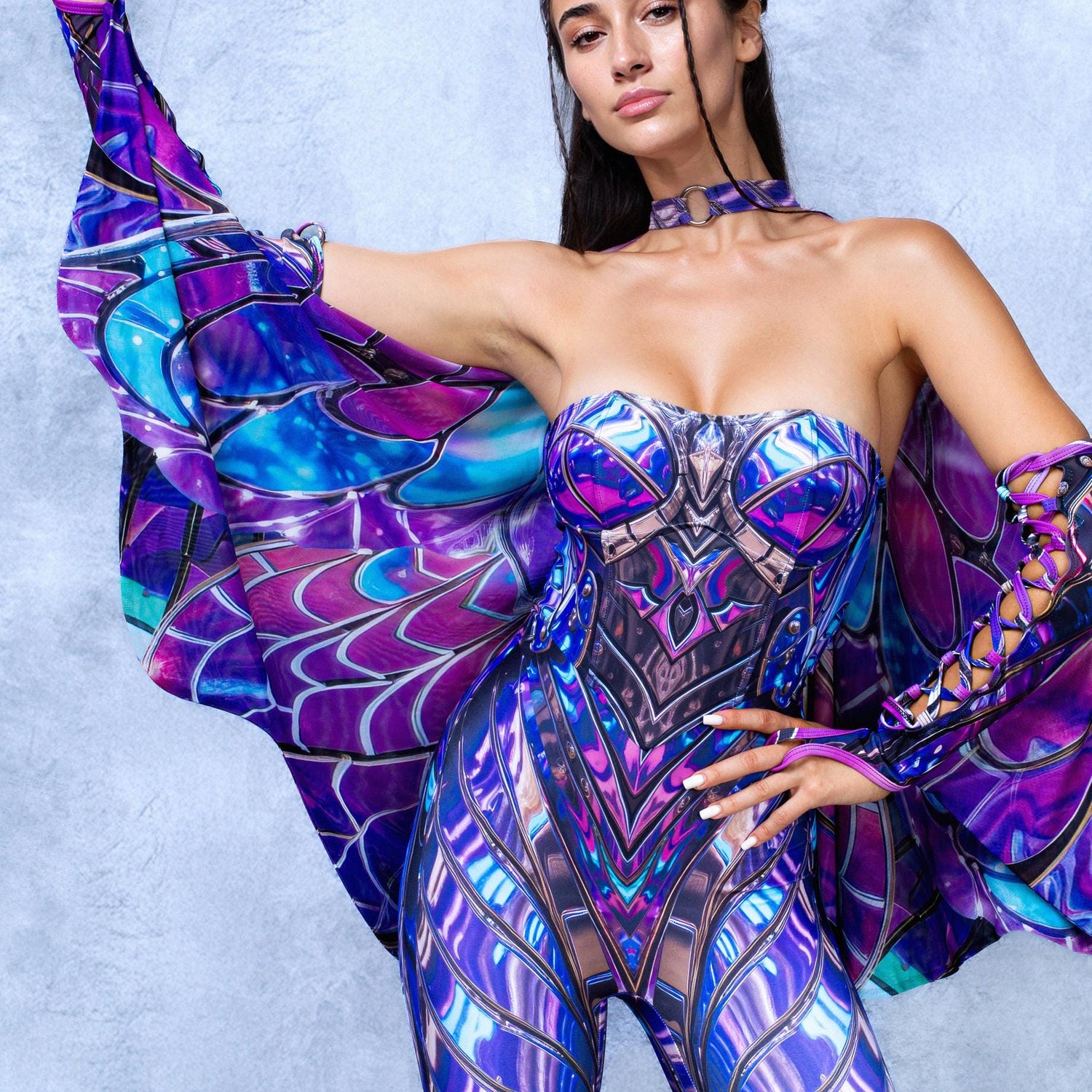 Cyber Persephone Strapless Romper