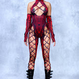 Unholy Red Criss-Cross Jumpsuit Set