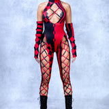 She's Crazy Red Crown Criss-Cross Jumpsuit Set