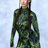 Soul Malediction Green Cyber Costume