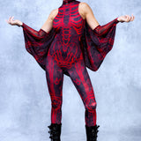 Drawn in Blood Skeleton Catsuit Winged Set