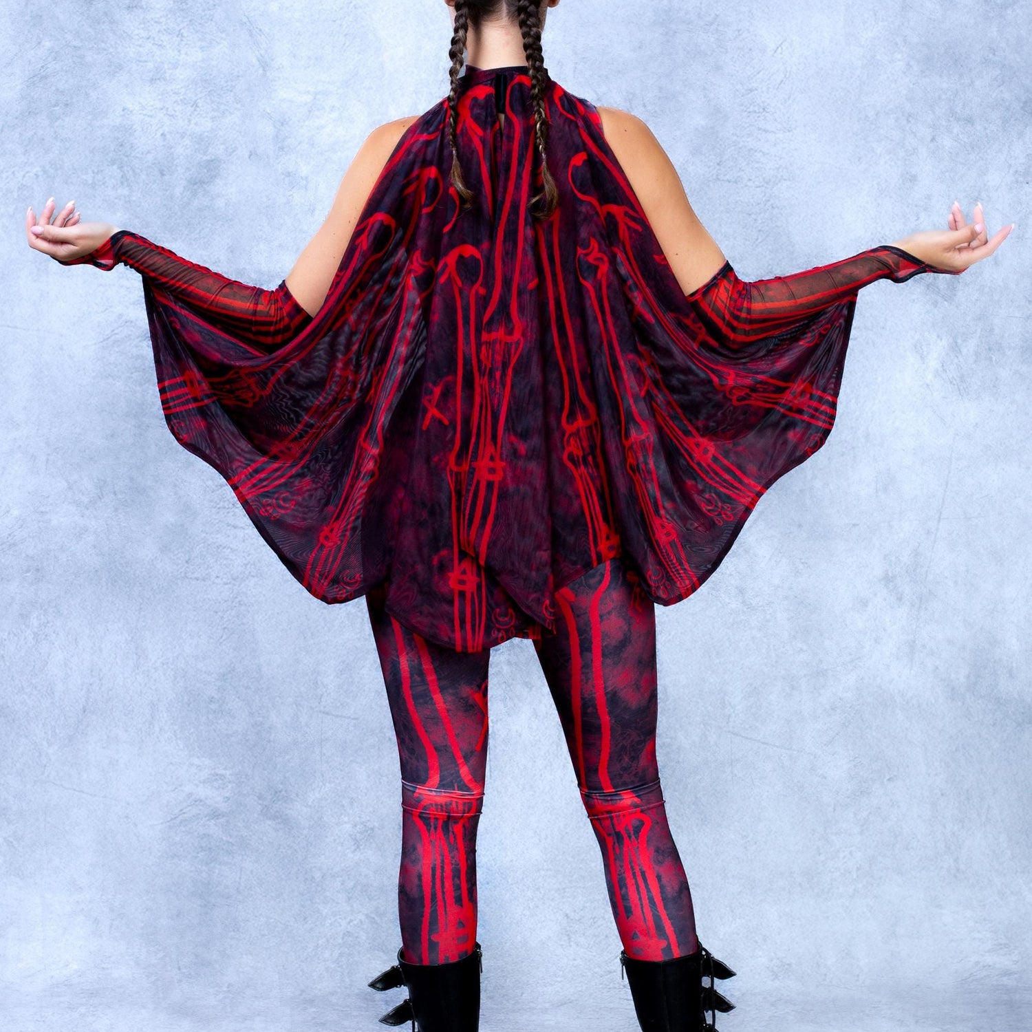 Drawn in Blood Skeleton Catsuit Winged Set Performance