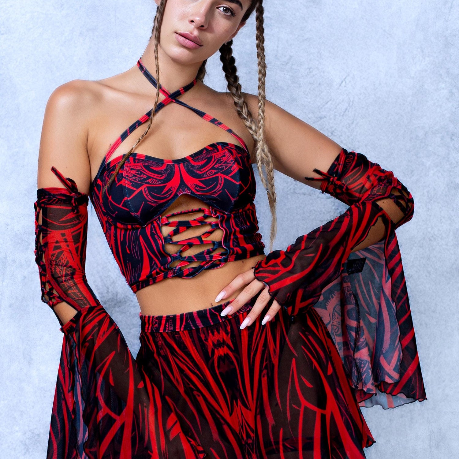 Witch Unholy Red Bikini Skirt Set