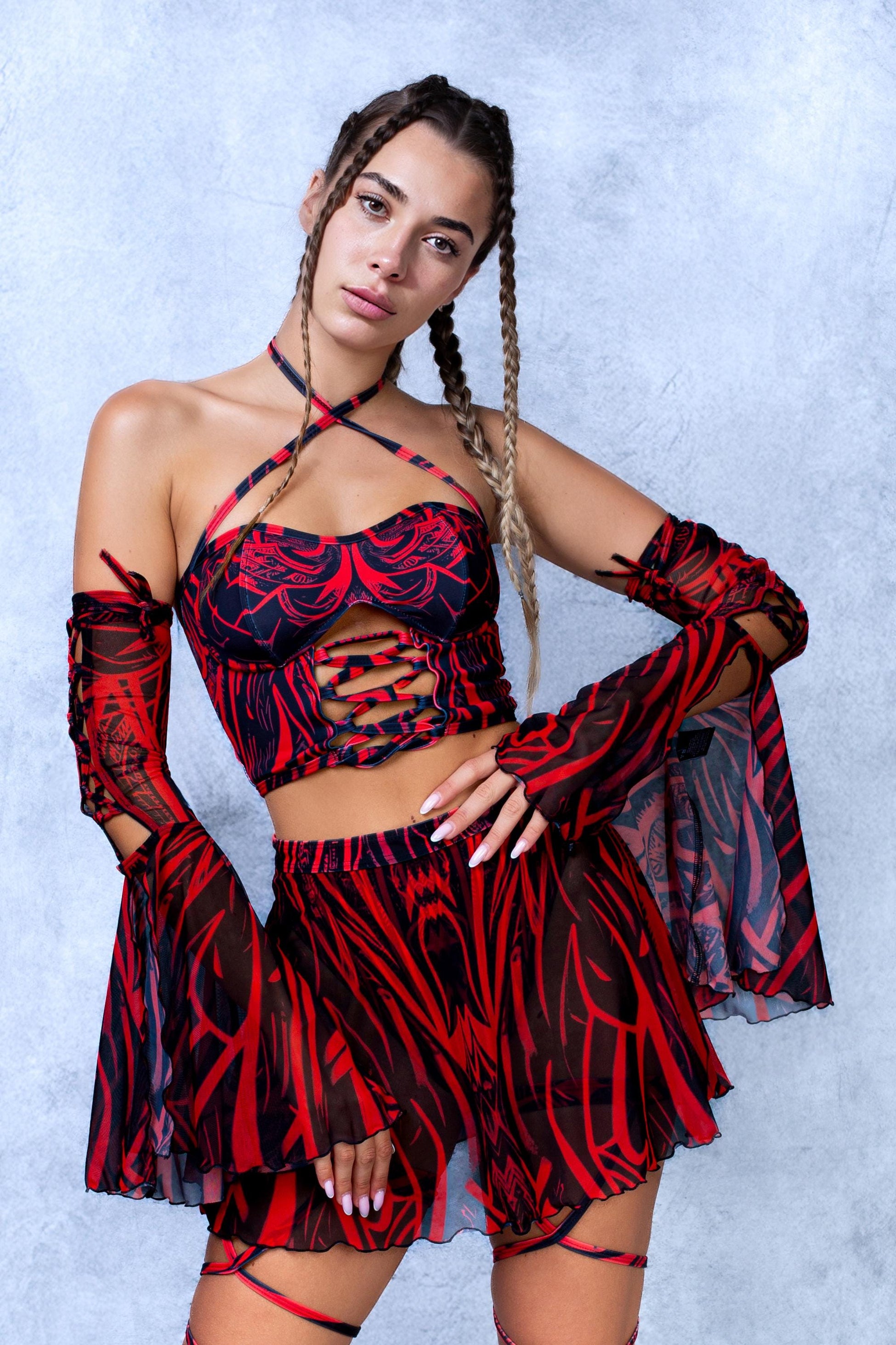 Witch Unholy Red Bikini Skirt Set 1