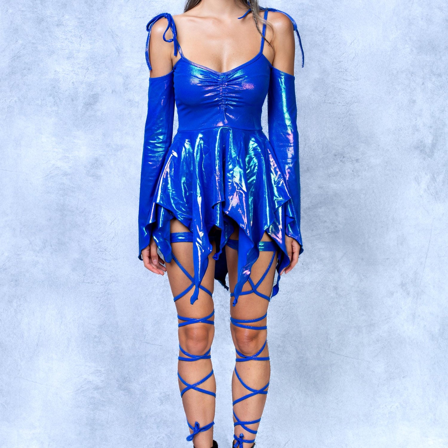 Luxe Polychrome Pixie Dress Blue