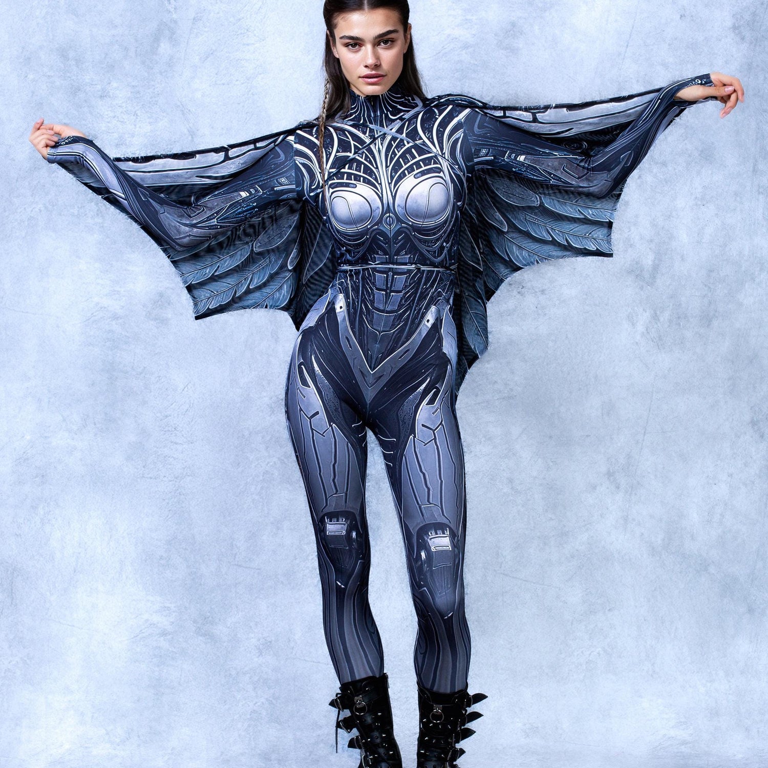 Mechangel Cyber Winged Costume Set Black, Silver