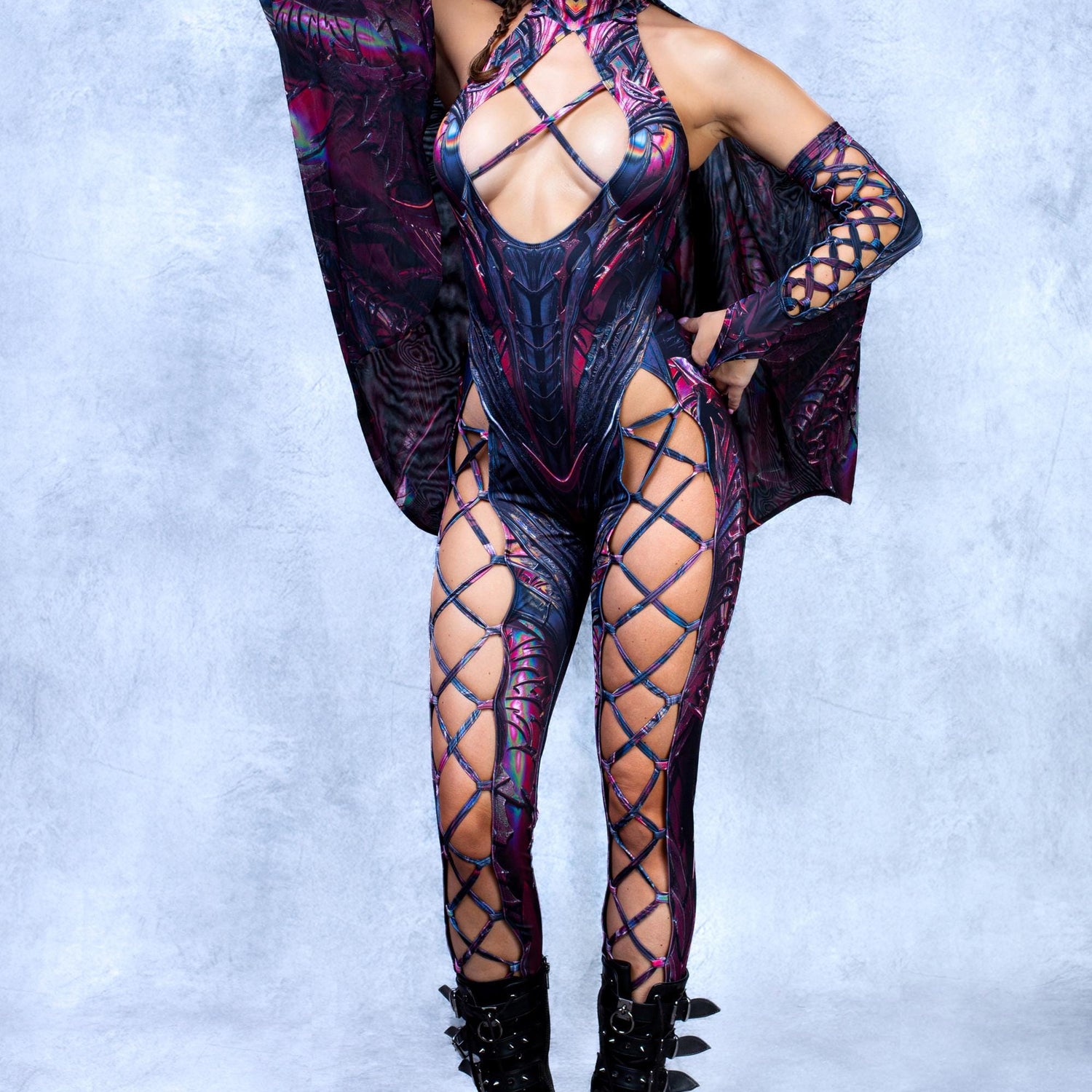 Oracle Criss-Cross Jumpsuit Black, Red