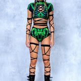 Halftone Skeleton Green Criss Cross Shorts